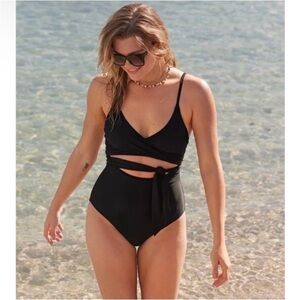 Aerie Black Wrap Swimsuit Ladies Size Large